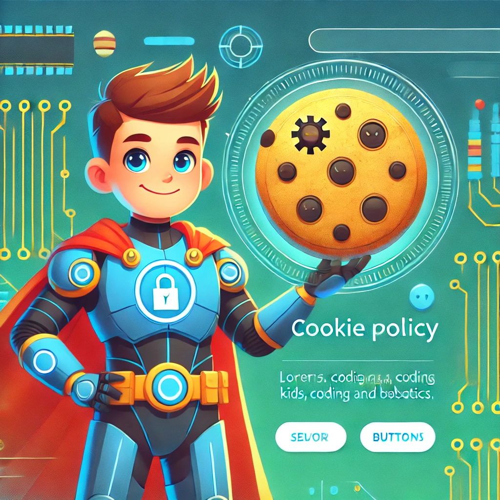 dall·e 2024-12-17 11.58.49 - a clean and professional hero image for a cookie policy page of a kids' coding and robotics program. it features a friendly superhero holding a digita.webp