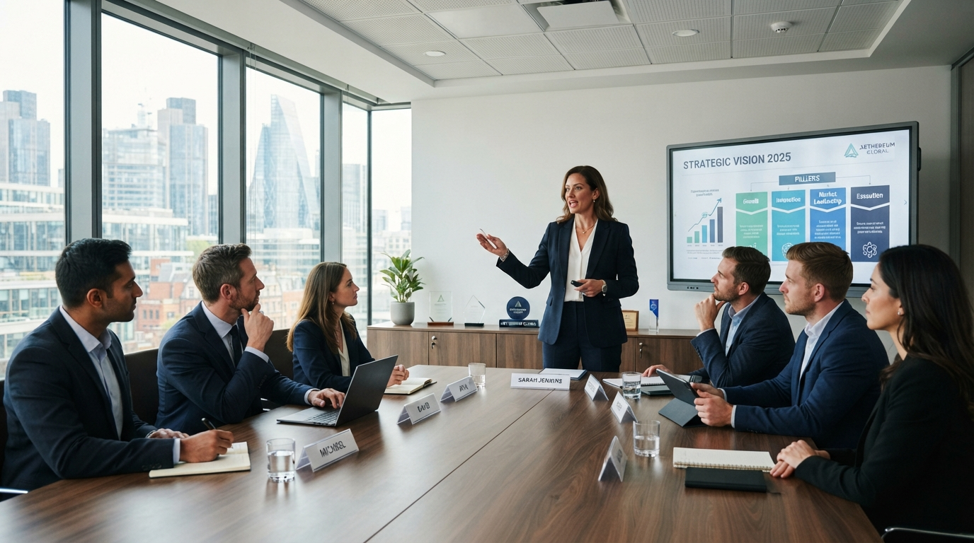 Business leader presenting organizational strategy