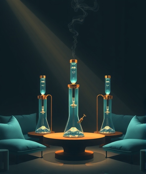 Abstract water pipes and glass bases illustration