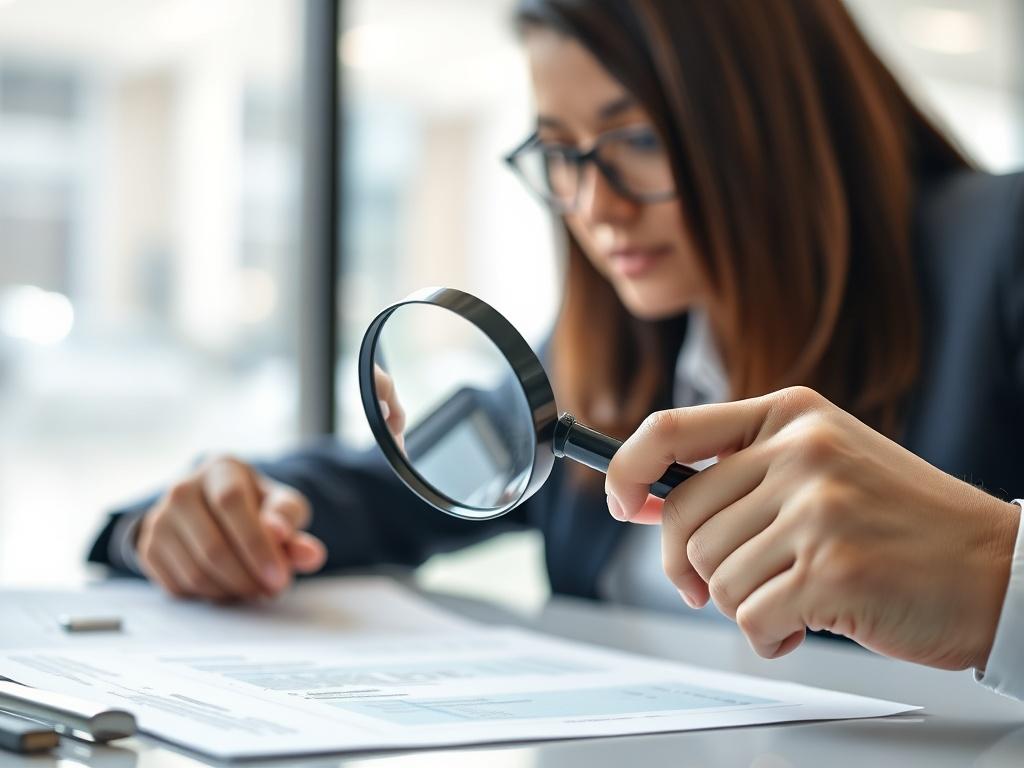 A close up shot of a recruiter reviewing a candidate's