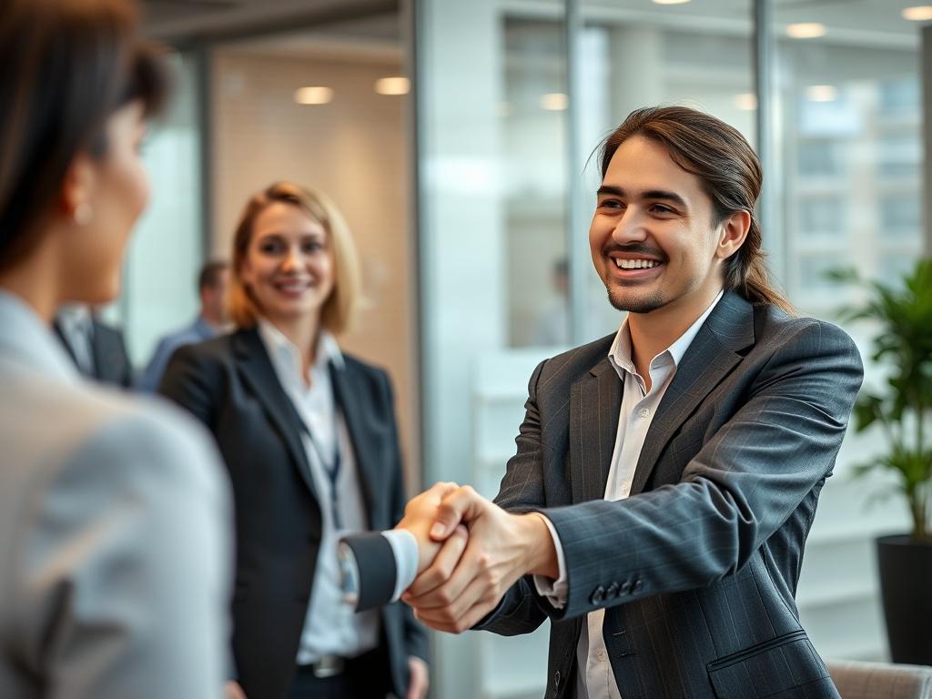 A close up shot of a smiling job seeker in
