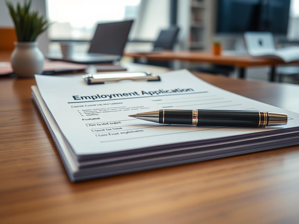 A close up shot of a professional looking employment application