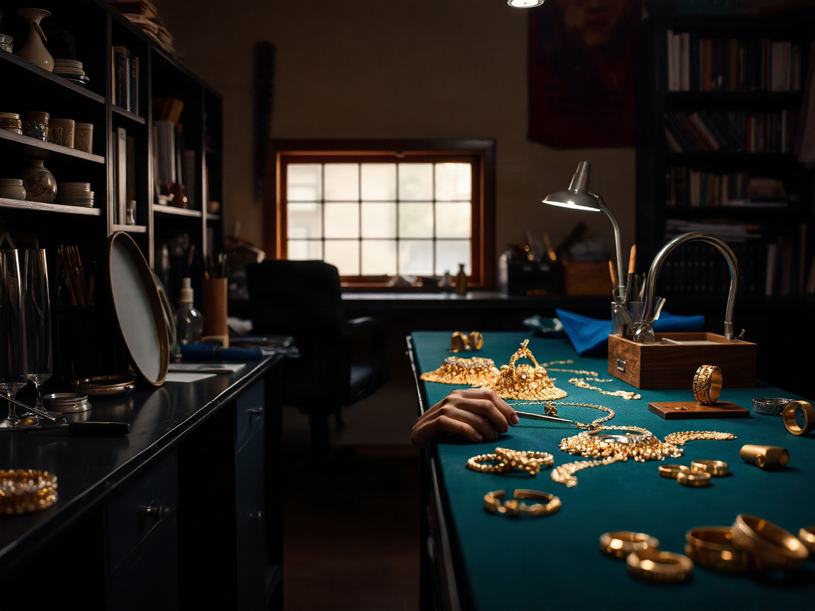 Luxury jewelry atelier workspace