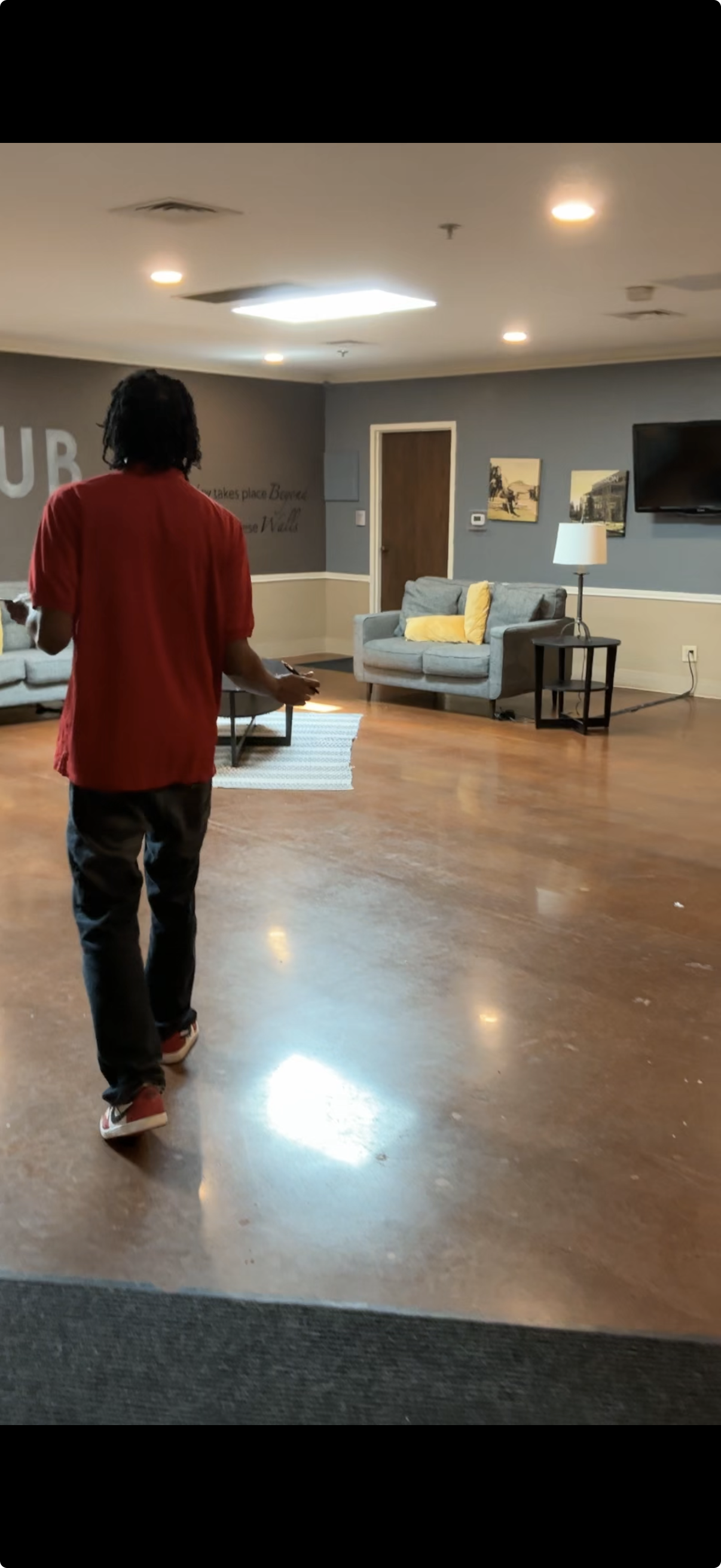 Clean church hallway with polished floors and welcoming entrance