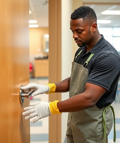 Professional team member providing daycare cleaning services