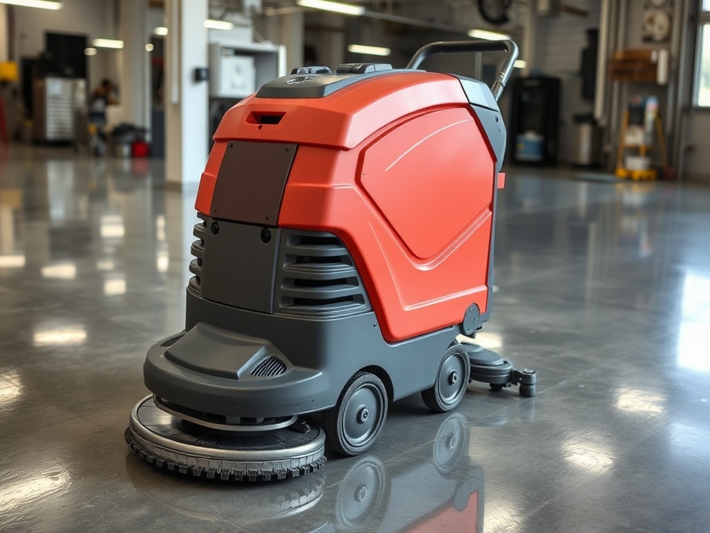 Commercial floor cleaning machine maintaining polished surfaces