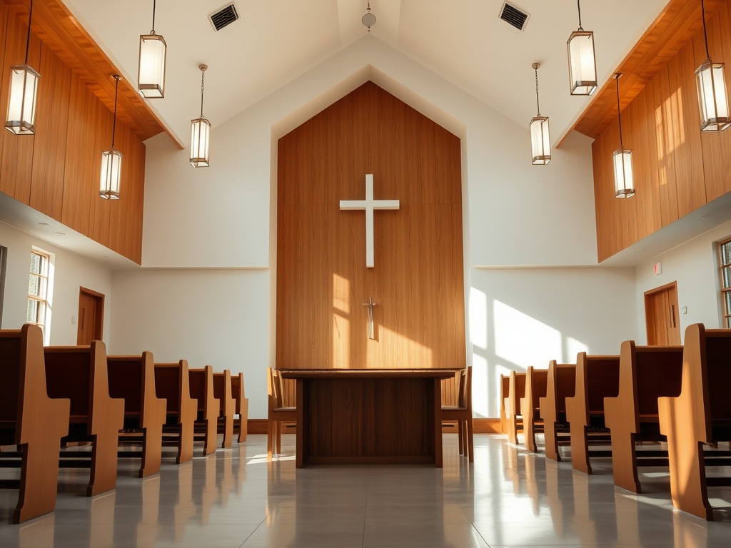 Clean sanctuary ready for worship and community gatherings