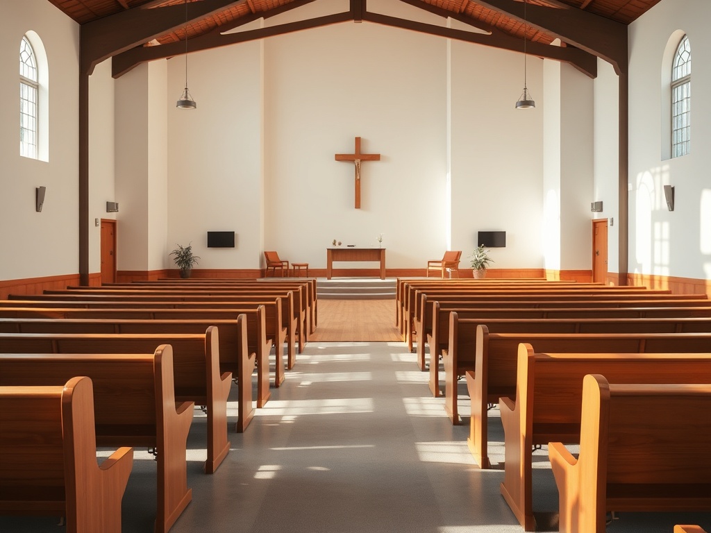 Clean sanctuary ready for worship and community gatherings