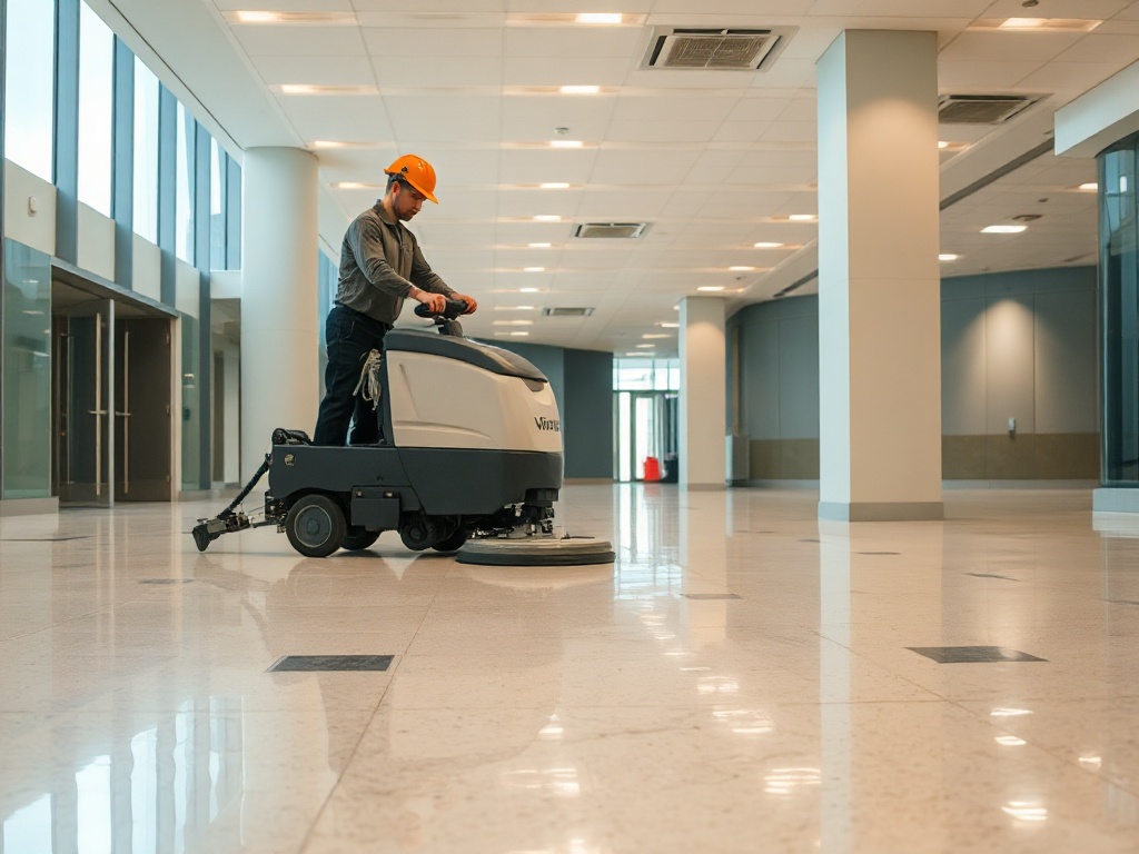 Floor machine polishing and maintaining commercial surfaces