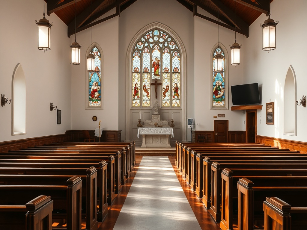 Clean and peaceful sanctuary ready for worship