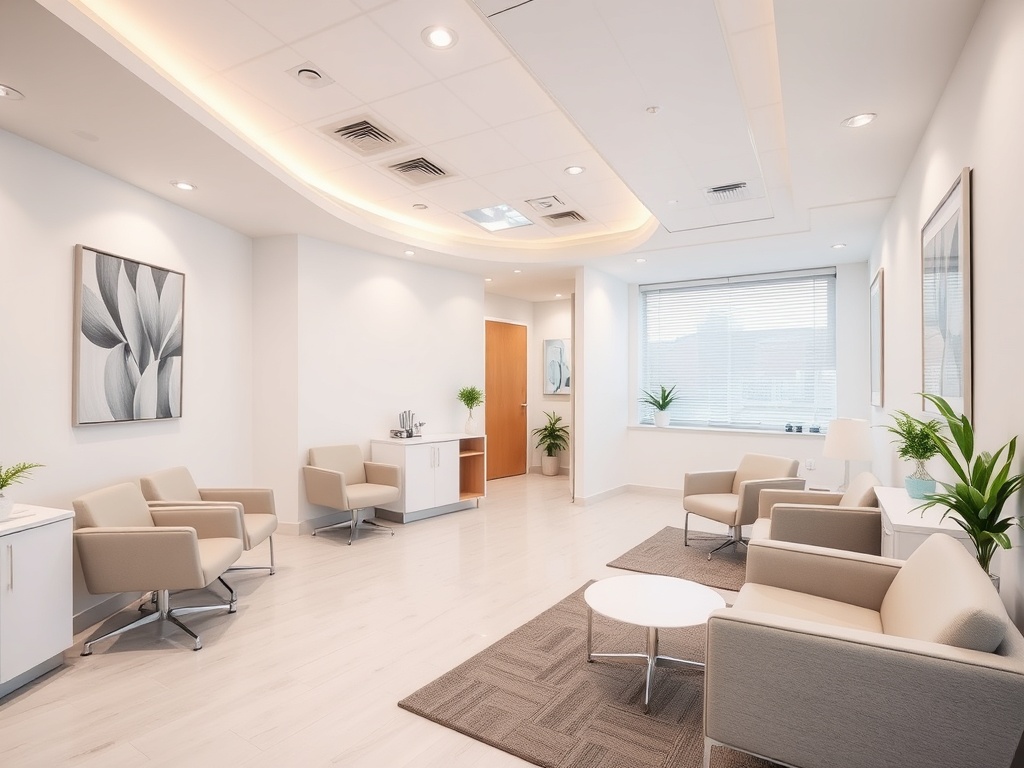 Immaculate medical waiting area with clinical standards maintained