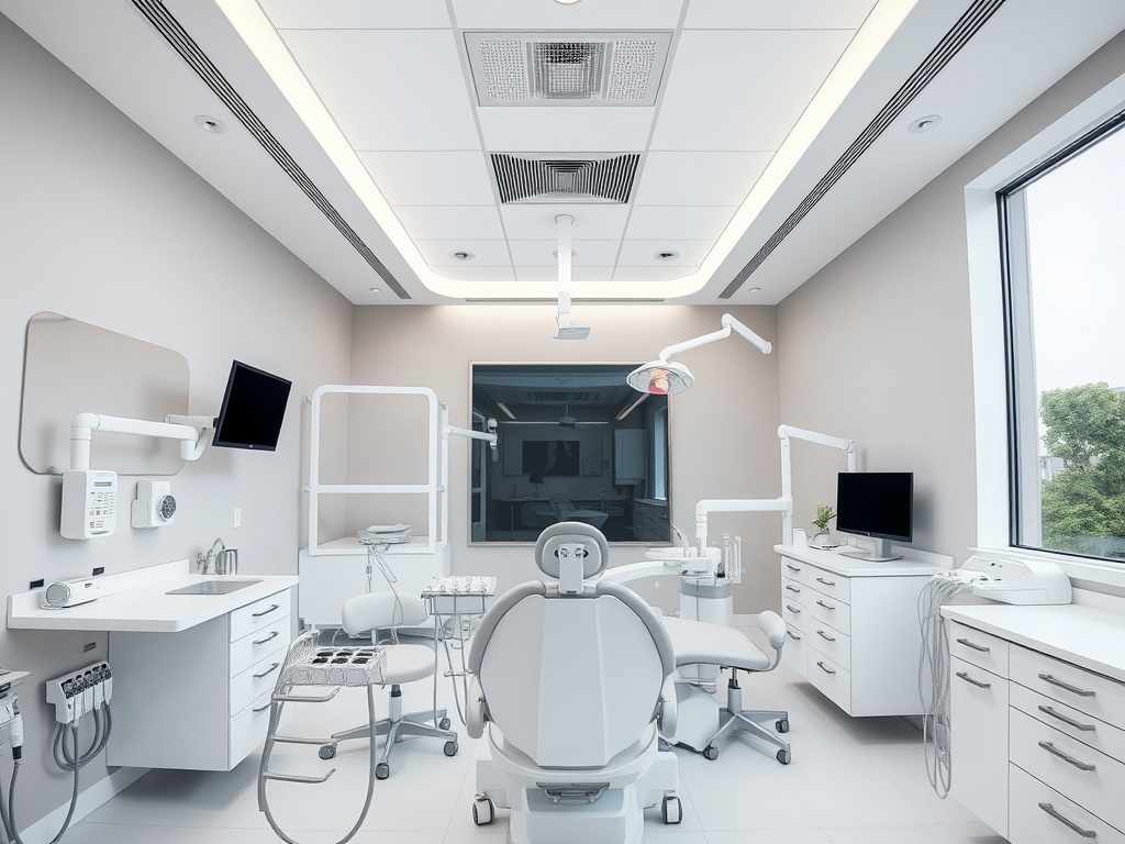 Sanitized modern dental practice with clean surfaces and professional equipment