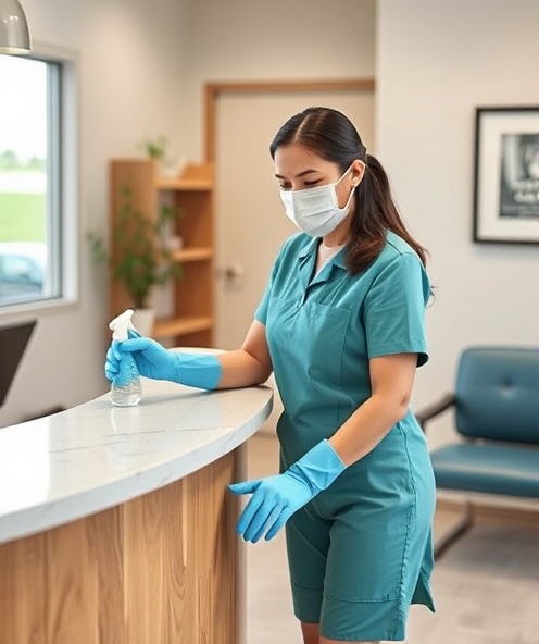 Professional cleaning staff providing dental office cleaning services