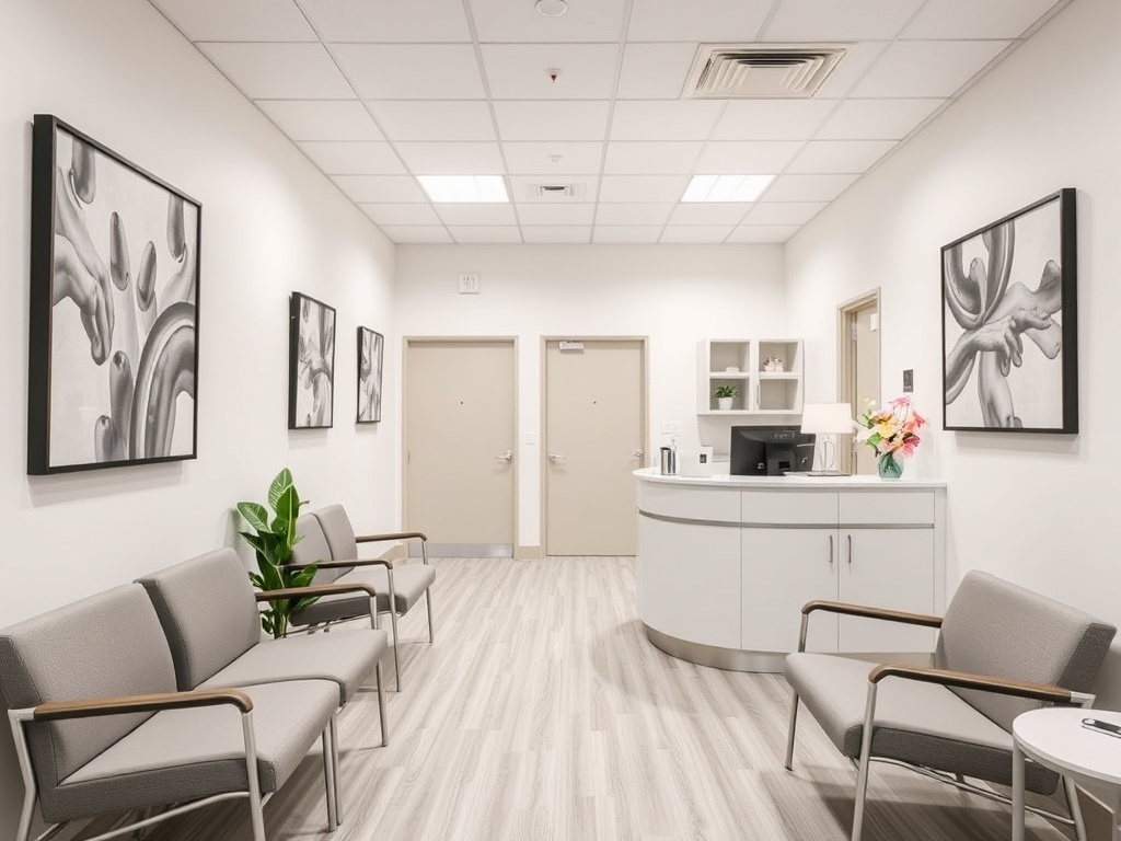 Sanitized medical office waiting area with clinical standards