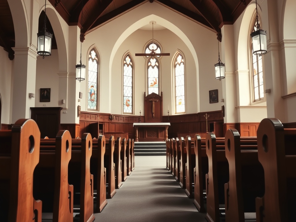 Clean sanctuary prepared for worship services
