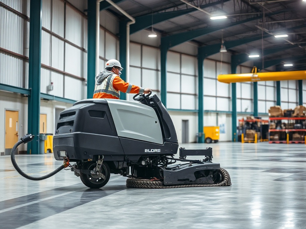 Commercial floor cleaning machine maintaining polished surfaces