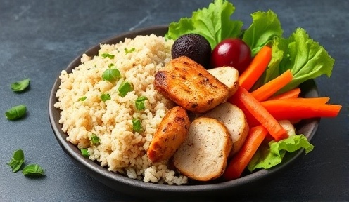Balanced nutrition plate with macronutrients