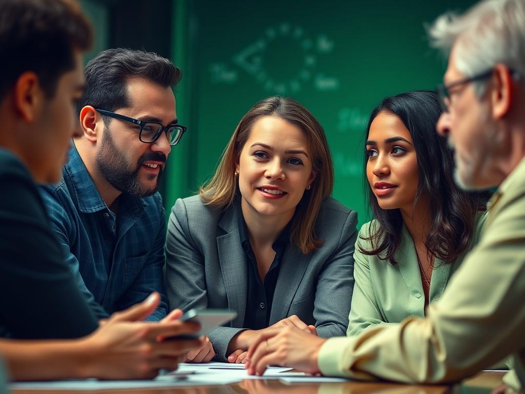 A close up shot of a diverse group of professionals