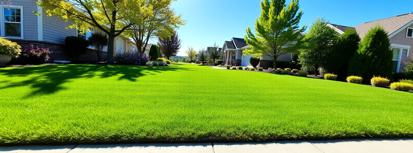 Well-maintained lawn with vibrant green grass