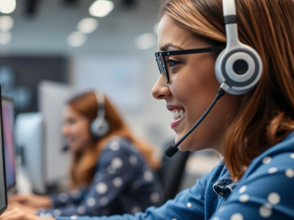 A hyper realistic close up shot of a customer service