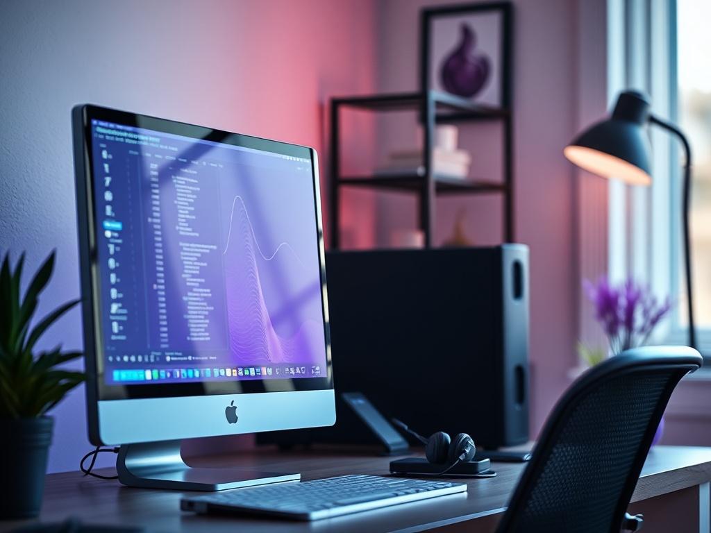 A hyper realistic close up shot of a home office