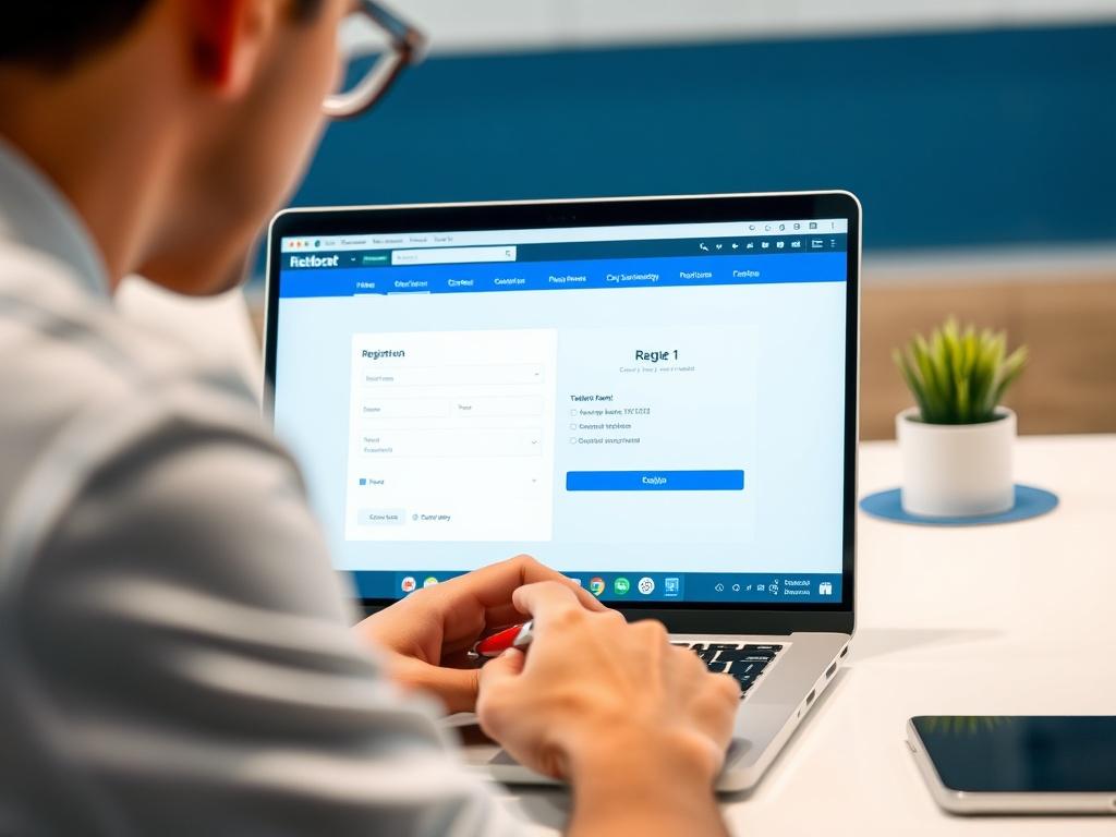 A close up of a person filling out an online