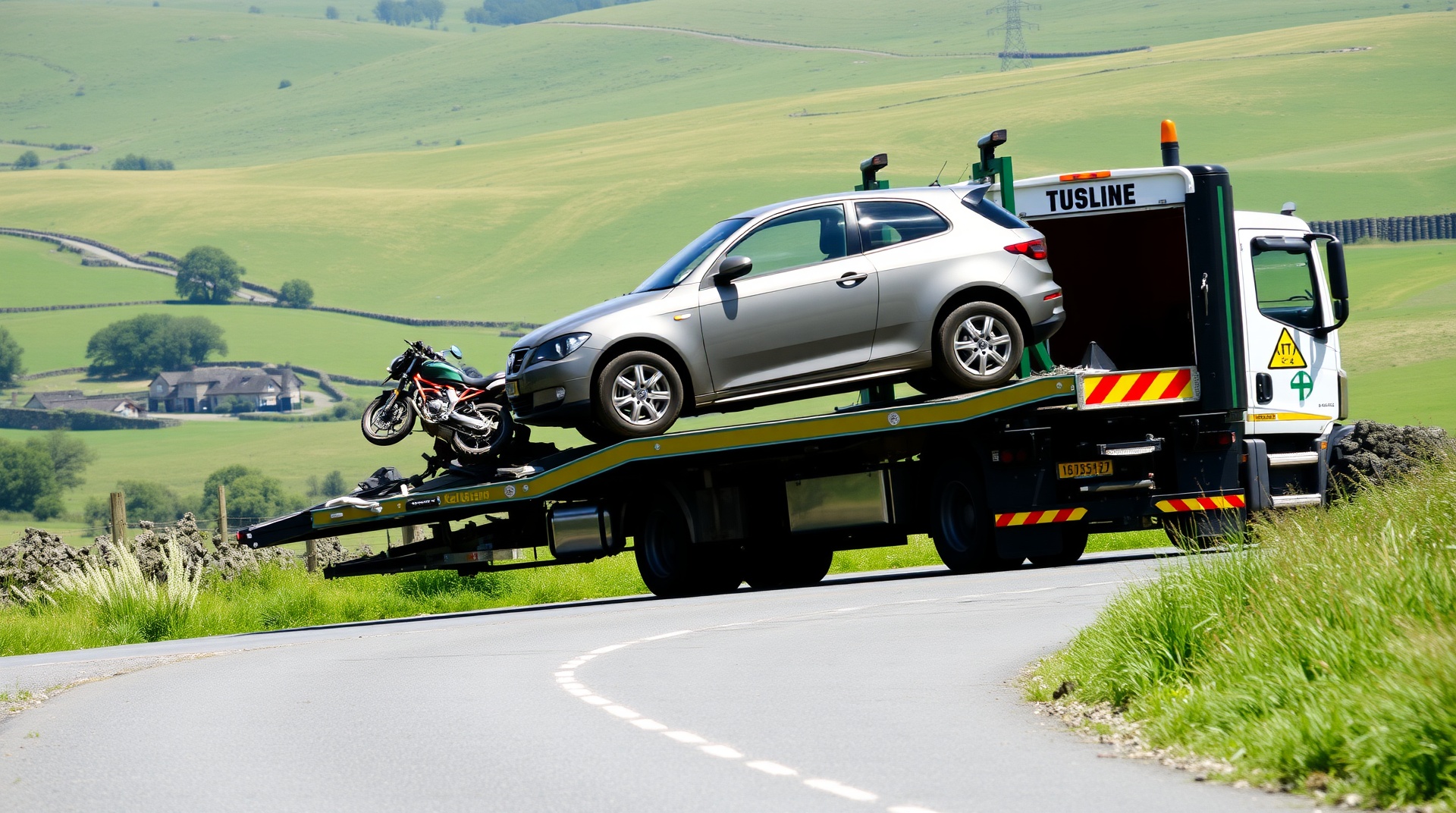 Tow truck collecting scrap car