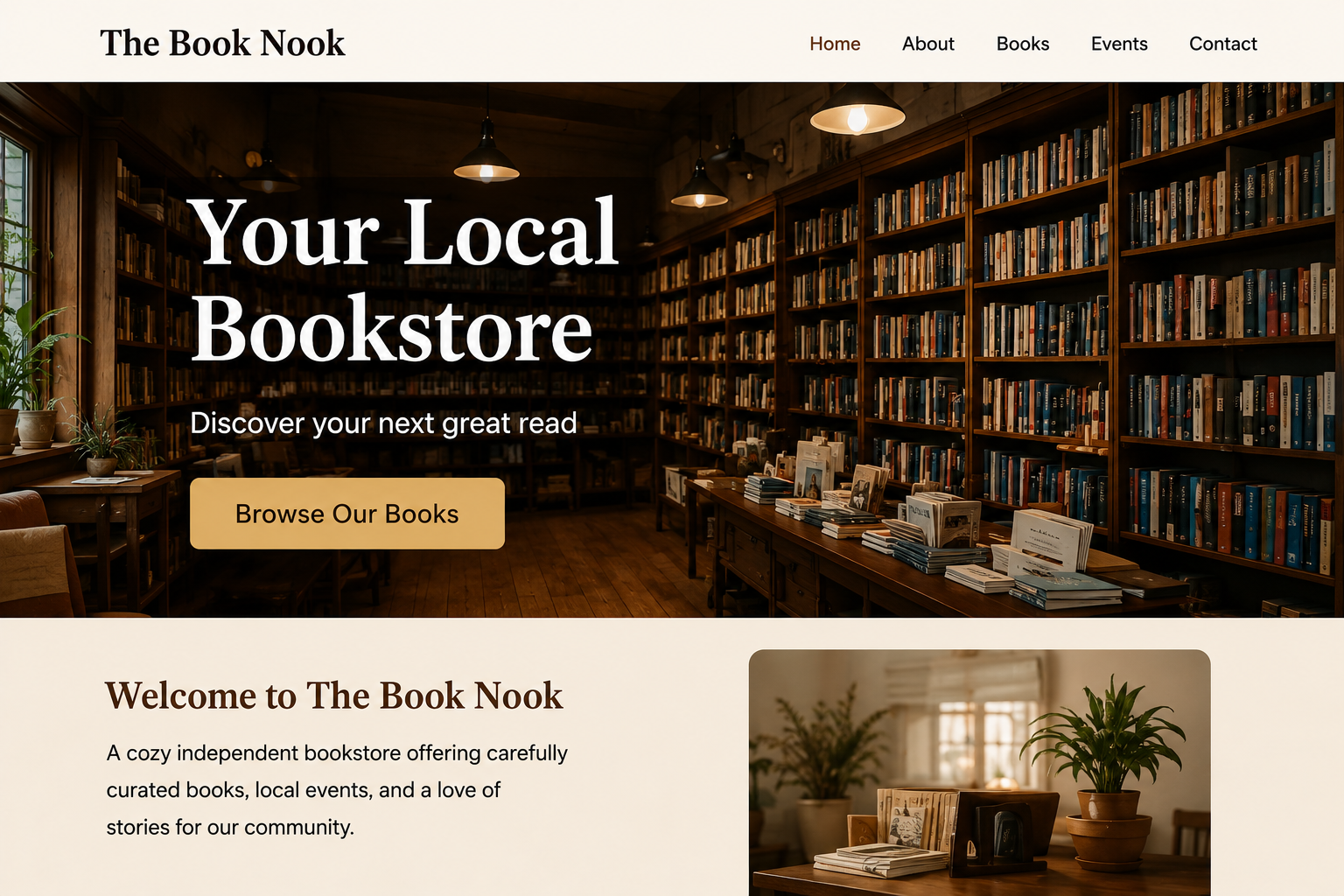 The Book Nook website concept