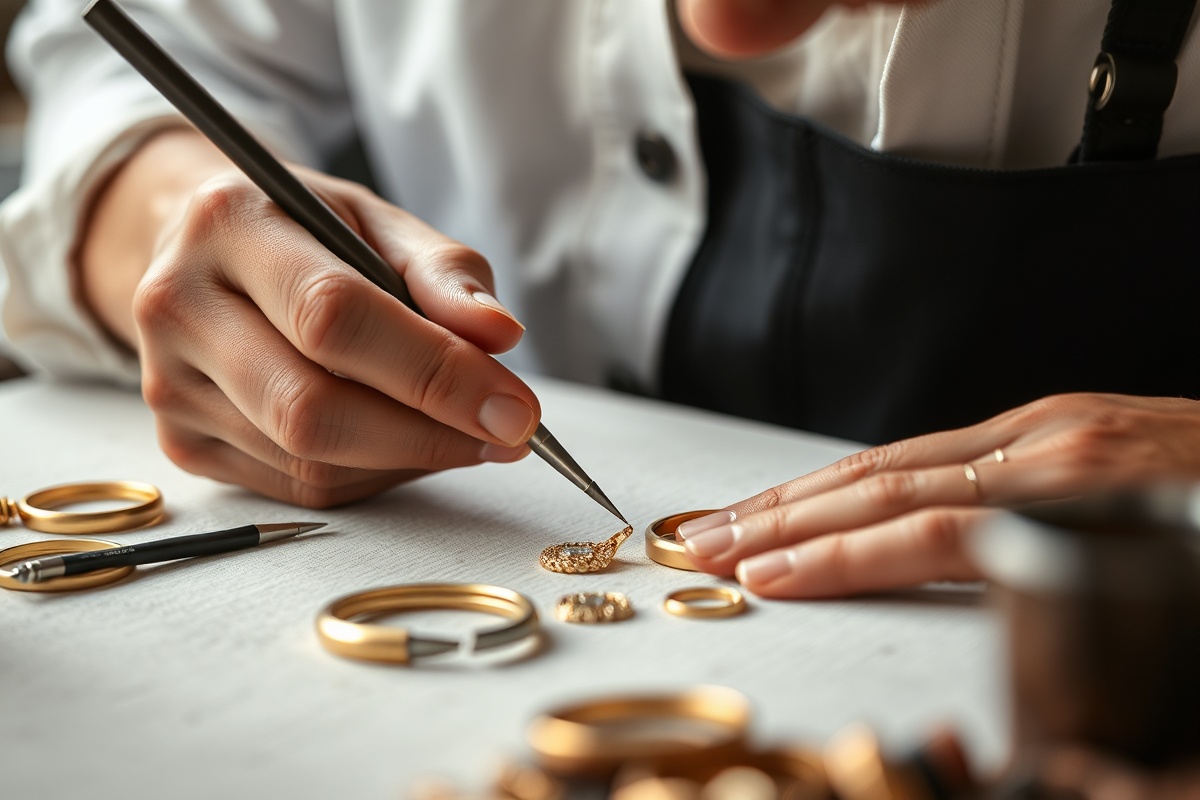 Jeweler crafting gold jewelry