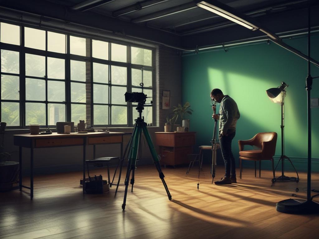 a high resolution promo video production scene, featuring a filmmaker