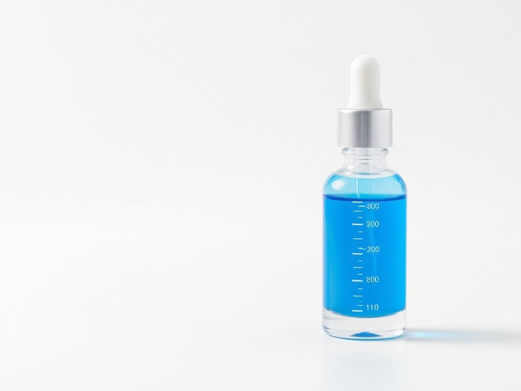 A sleek 2oz dropper bottle filled with vibrant blue liquid,