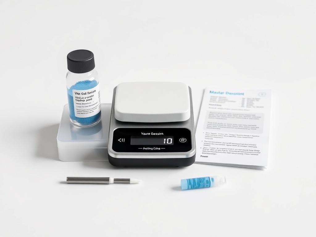 A neatly arranged Master Dosing Kit, showcasing a vial of