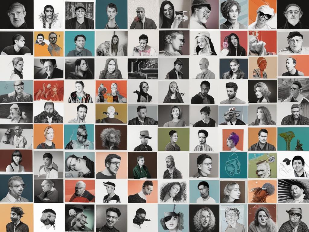 realistic high resolution of a collage of diverse creators showcasing