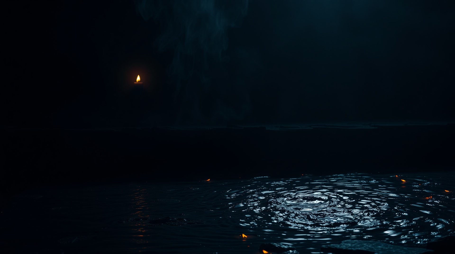 Dark atmospheric background with candlelight and steam