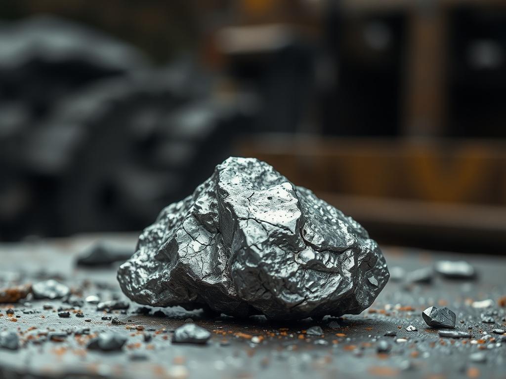A hyper realistic close up shot of a chrome ore