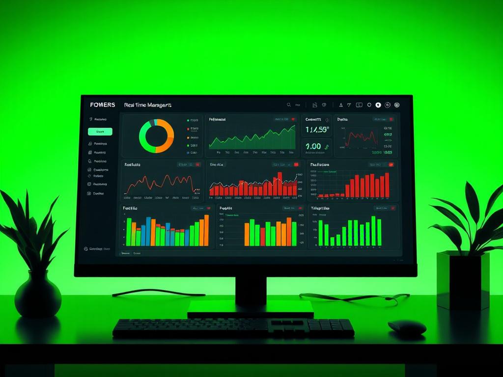 A detailed photorealistic image of a sleek computer dashboard displaying