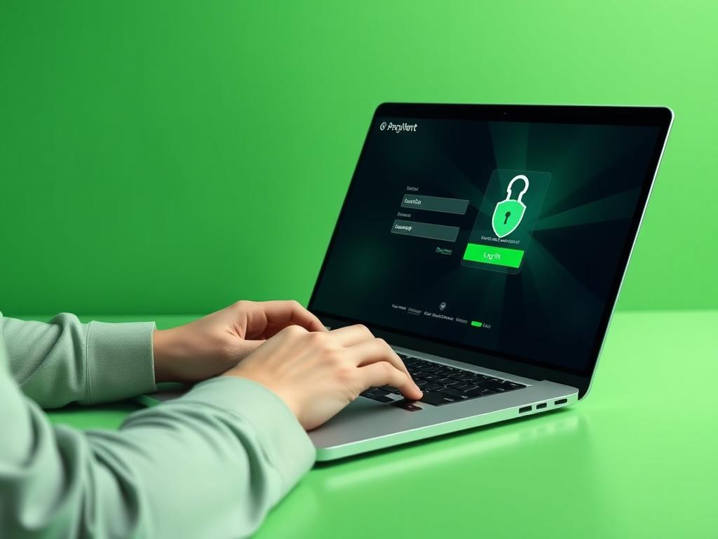 A photorealistic image of a person securely logging into a