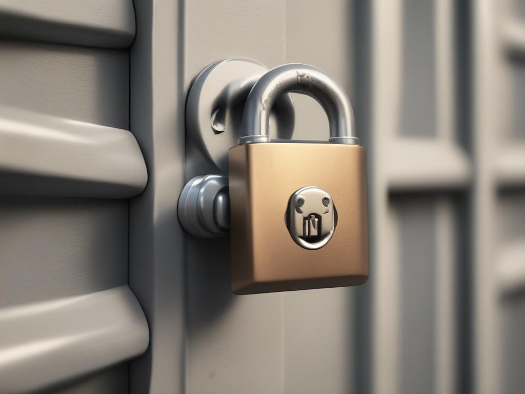 A close-up shot of a lock symbolizing security, rendered in hyper-realistic style. The background is softly blurred, emphasizing the lock. The color scheme features shades of green, particularly rgb(50, 170, 39), creating a sense of trust and safety.