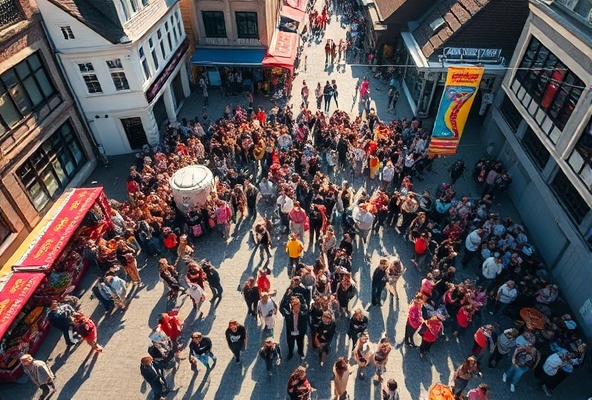 Luchtfoto van het volle festival
