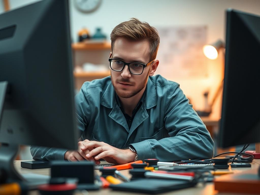 A close up shot of a technician working on a
