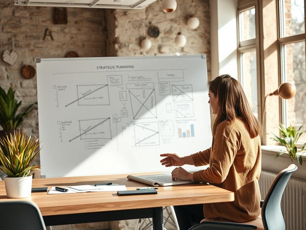 A consultant and a client engaged in a strategic planning