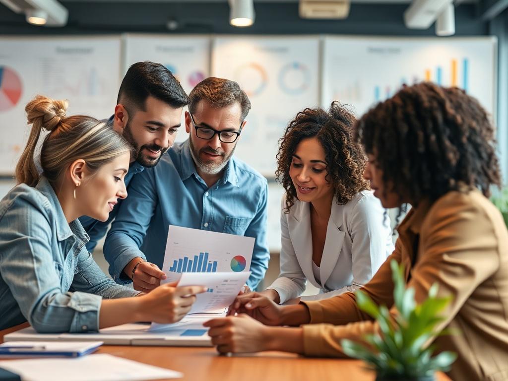 A close up shot of a diverse group of professionals