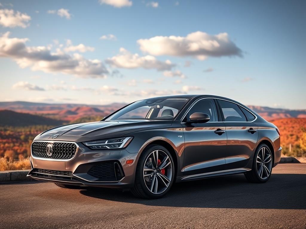 A stunning mid range sedan parked in a picturesque location,