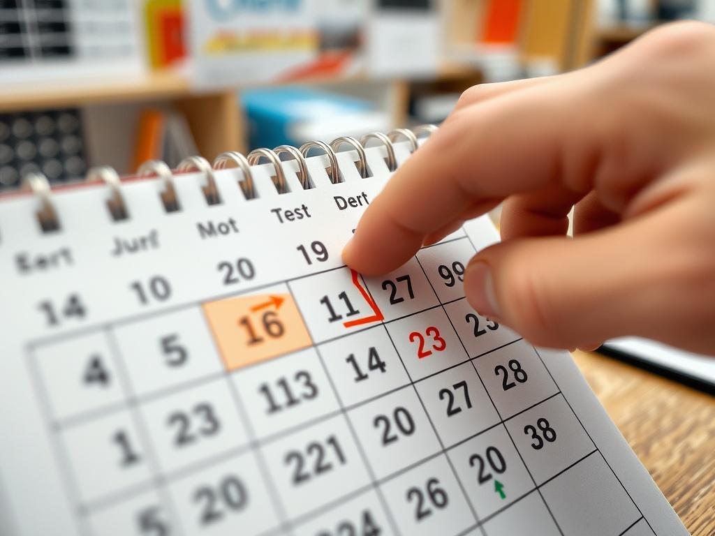 A close up shot of a calendar with marked dates