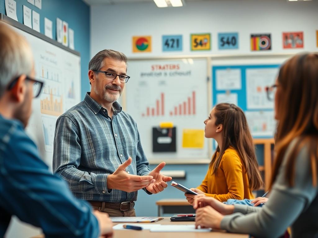 A close up shot of a confident school leader discussing