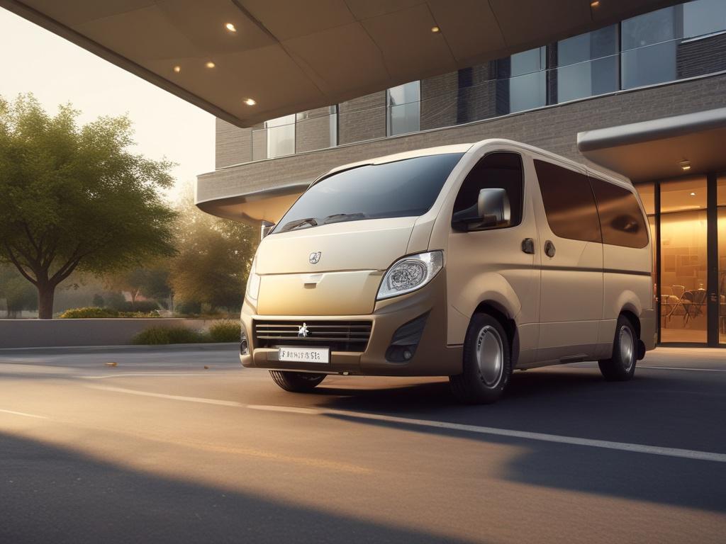 A clean, comfortable vehicle parked outside a medical facility, with