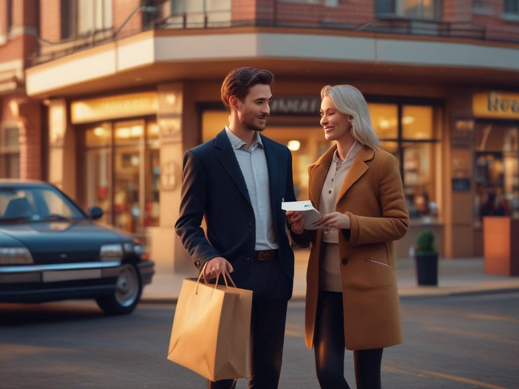 a friendly driver handing a prescription bag to a passenger
