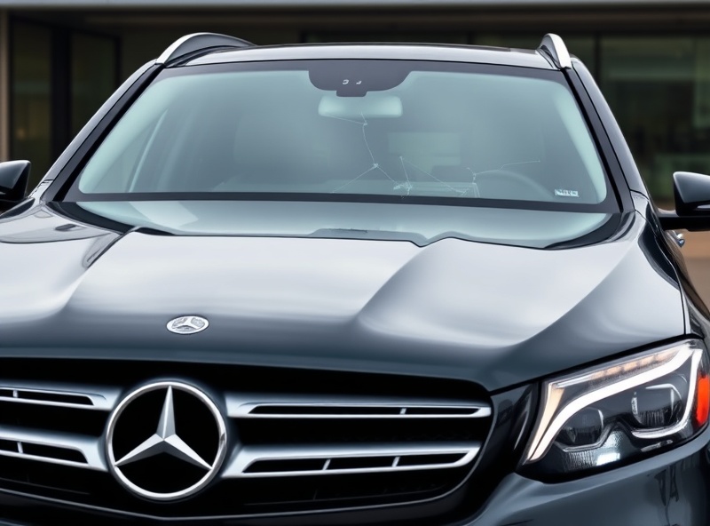 Mercedes-Benz GLC windshield with chip and crack damage that needs repair