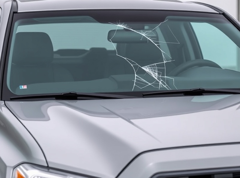 Toyota Tacoma windshield with chip and crack damage that needs repair