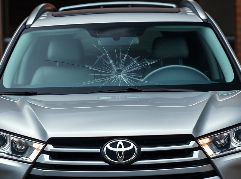 Toyota Highlander windshield with chip and crack damage that needs repair